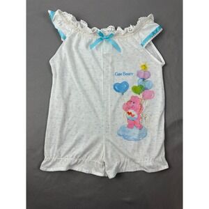Vintage 80s Care Bears Toddler Romper Nightgown JCPenney Size 2T Lace Trim
